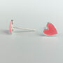 Sterling Silver Pink Heart Stud Earrings, thumbnail 3 of 5