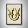 Capital U Letter Bold Carnival Initial Art Circus Print, thumbnail 3 of 4