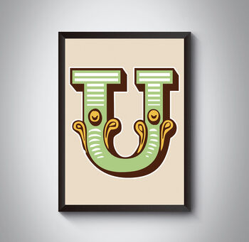 Capital U Letter Bold Carnival Initial Art Circus Print, 3 of 4