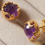 Purple Amethyst Textured Gold And Silver Stud Earrings, thumbnail 7 of 11