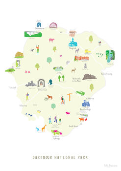 Map Of Dartmoor National Park Art Print, 3 of 3