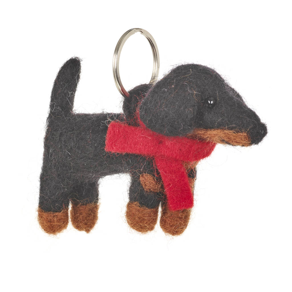 Image of Handmade Needle Felt Dachshund Keyring