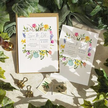 Spring Flowers Save The Date Cards And Envelopes, 3 of 6