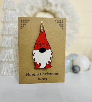 Personalised Grandson Gnome Christmas Card Decoration, 10 of 10
