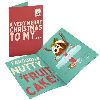 Scream And Shake 3D Fruitcake! Funny Christmas Card For Friends And Family! Cheeky And Fun Xmas Card For Nutters, 2 of 10