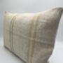 Oblong, Natural, Hemp, Neutral, Woven, Grain Sack, Striped Cushion With Cotton Reverse Trio Of Ochre And Brown Stripes Brown Middle, thumbnail 2 of 5