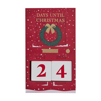 Red Wooden Christmas Door Countdown Calendar, 3 of 4