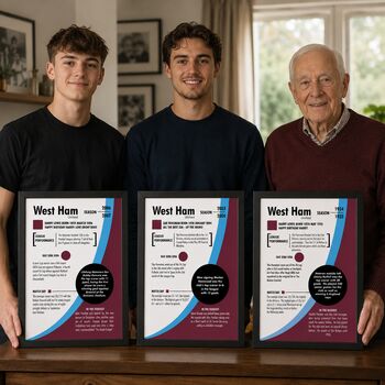 Personalised Birth Year Print Birthday Gift For West Ham Fans, 2 of 8