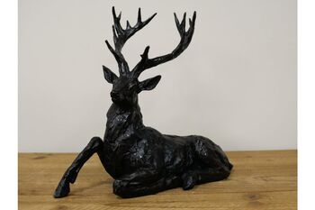 30cm Sitting Stag Bronze Effect Ornament Figurine Gift, 6 of 8