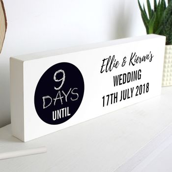 Personalised Classic Chalk Countdown Wooden Block Sign, 2 of 4