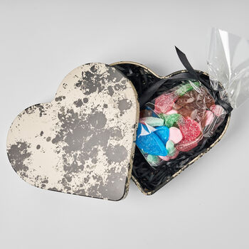 Heart Shaped Tin In Swedish Design Filled With Swedish Candy Tack, 3 of 9