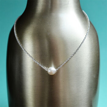 Handmade Sterling Silver Antique Pearl Necklace, 2 of 9