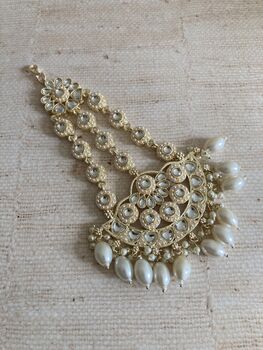 Gold Pearl Passa/Jhumar Headpiece, 4 of 5