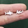 Sterling Silver Shark Stud Earrings, thumbnail 3 of 12