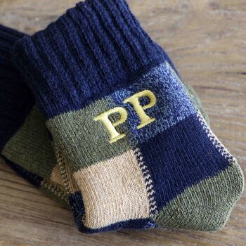 Personalised Thick Warm Wool Mens Bed Socks Gift, 8 of 8