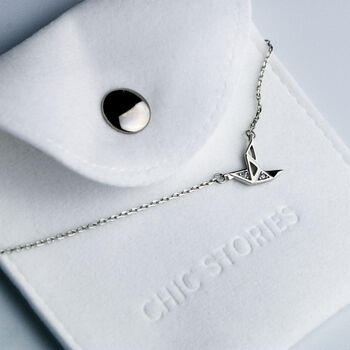 Sterling Silver Tiny Origami Crane Pendant Necklace, 4 of 5