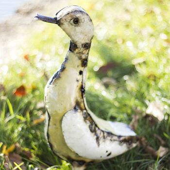 White Runner Duck Recycled Metal Garden Ornament, 3 of 3