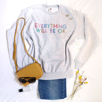 'Everything Will Be Ok' Sweatshirt In Grey, 2 of 2