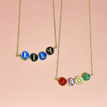 Personalised Enamel Disc Name Necklace, 3 of 8