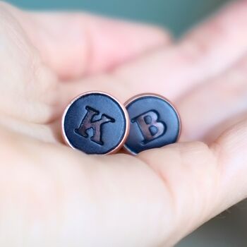 Personalised Leather Cufflinks Anniversary Gift, 7 of 12