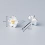 Sterling Silver Sakura Flower Stud Earrings, thumbnail 3 of 6