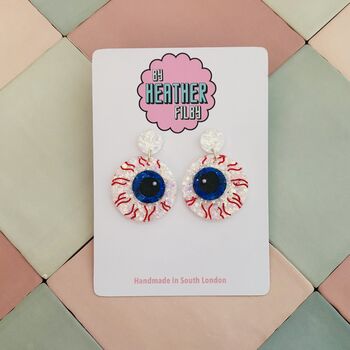 Eyeball Glitter Resin Earrings / Spooky Halloween Jewellery / Surrealist Jewellery / Fun Gift For Her, 2 of 6