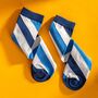 Blue And White Striped Men's Egyptian Cotton Socks, thumbnail 3 of 4