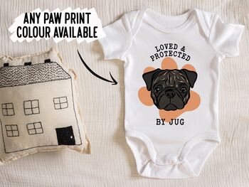 Personalised Pug Baby Onesie, 3 of 6