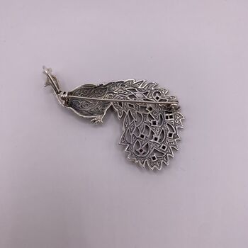 Sterling Silver Marcasite Peacock Brooch, 2 of 5