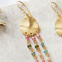 Tourmaline Gold Plated Silver Beaded Drop Earrings, thumbnail 9 of 10