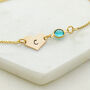 Gold Plated Initial And December Birthstone Bracelet, thumbnail 2 of 5