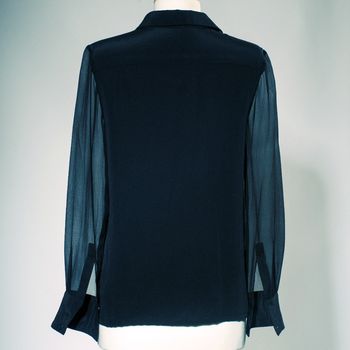 Lauren Silk Shirt With Sheer Chiffon Sleeves In Black, 3 of 4