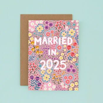 Floral Wedding Card, Married In 2025 Pink, 2 of 4