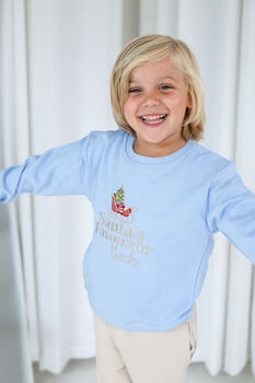 Christmas 'Santa's Favourite' Embroidered Personalised Sweatshirt Jumper With Sleigh Motif, 3 of 6