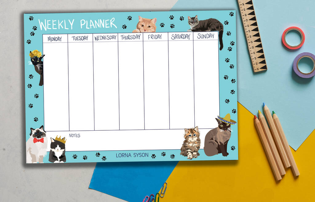 Cat Weekly Planner By Lorna Syson