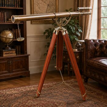 60 Inch Handcrafted Bronze Telescope With Tripod Stand, 5 of 7