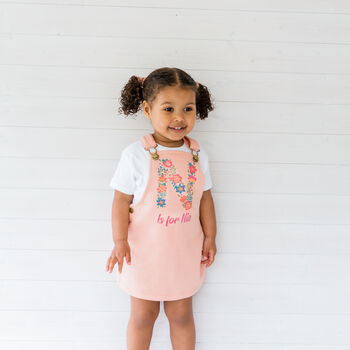 Personalised Initial Dusty Pink Girls Dress, 2 of 10