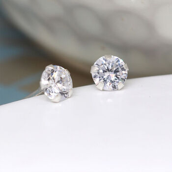 Extra Tiny Cz Earrings In Sterling Silver, 4 of 11