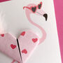 Flamingo Origami Heart Birthday Card, thumbnail 6 of 6