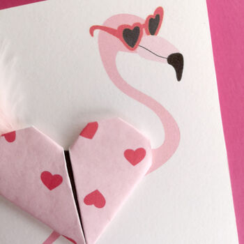 Flamingo Origami Heart Birthday Card, 6 of 6