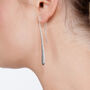 925 Sterling Silver Long Solid Drop Earrings, thumbnail 2 of 3