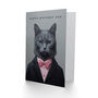 Bow Tie Cat Lover Portrait Father Dad Birthday Card, thumbnail 2 of 4