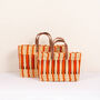 Decorative Reed Basket, Orange Stripe, thumbnail 1 of 5