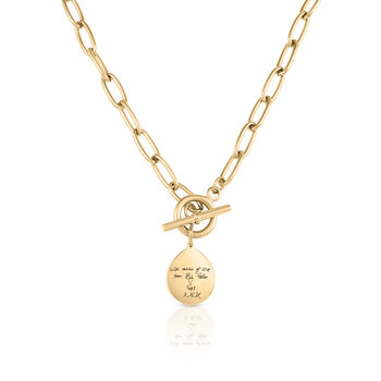 Personalised Handwriting T Bar Necklace With Paperclip Chain, 3 of 3
