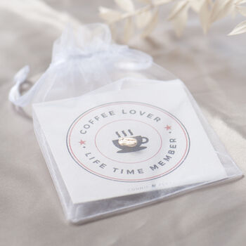 Coffee Bean Pin On Bespoke Coffee Themed Gift Card, 12 of 12