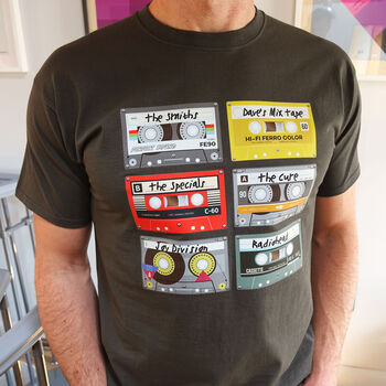 Personalised Cassette Tape Music Selection T Shirt, 7 of 9