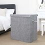 142 L Grey Fabric Double Clothes Laundry Hamper Basket, thumbnail 2 of 8