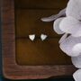 Sterling Silver Tiny White Opal Heart Stud Earrings, thumbnail 3 of 9