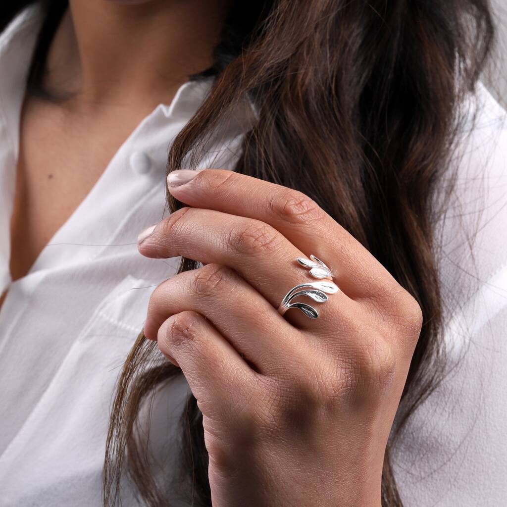 Sterling Silver Chunky Leaf Ring By attic notonthehighstreet