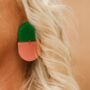 The Chloe Pink And Green Combo Statement Earring, thumbnail 3 of 4